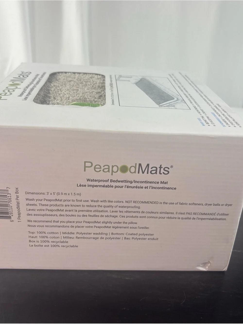 PeapodMats Waterproof Bedwetting & Incontinence Mat 3' x 5' Reusable Washable